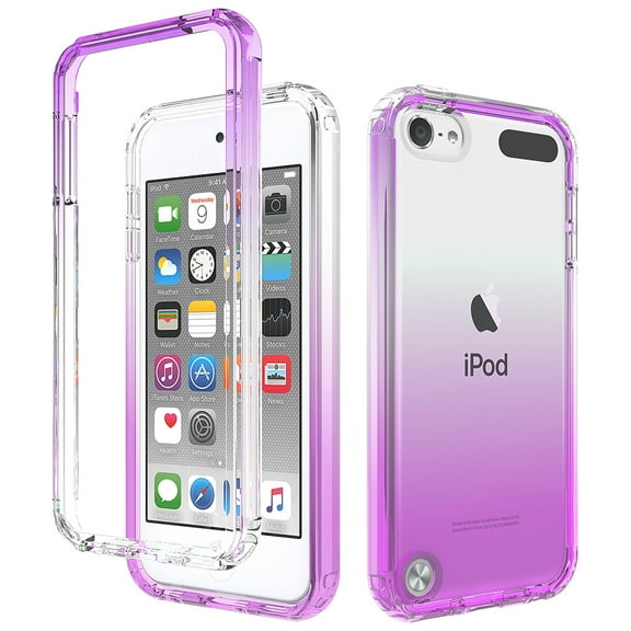 iPod Touch 7th Generation Case, iPod Touch 6 Case, Mantto Full body Clear Cover PC TPU Heavy Duty Shockproof Anti-Scratch Gradient Bumper Rugged Cover for iPod Touch 7th/6th/5th Gen - Purple