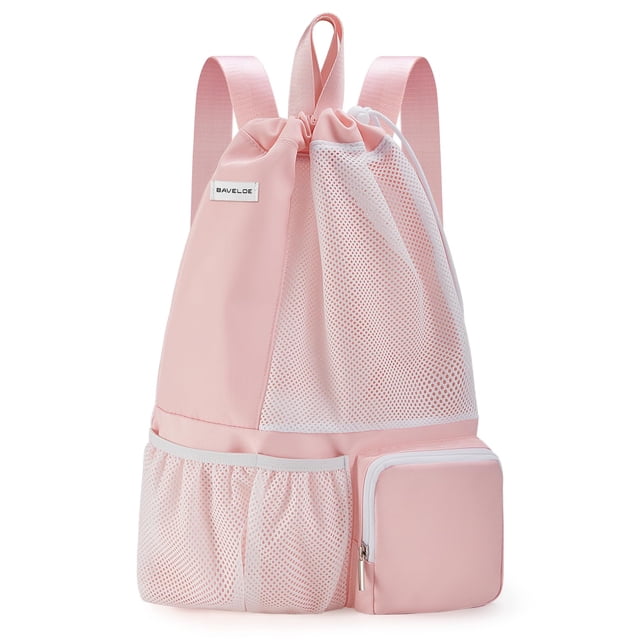 Mochila BAVELOE - Bolsa de natación con bolsillo húmedo, malla, color rosa