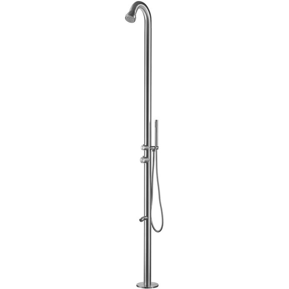 HEATGENE Outdoor Shower System, Showerhead, Wand Hand Shower, Foot Spout Rinse, Outdoor Shower Stand for Outside/Poolside/Patio Drench Shower - Brushed
