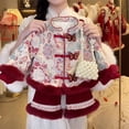 thumbnail image 6 of KAUOD Toddler Girls Chinese Traditional Jackets Open Front Fleece Embroidery Graphic 𝗧ang Coats Kids New Years Clothes, 6 of 8