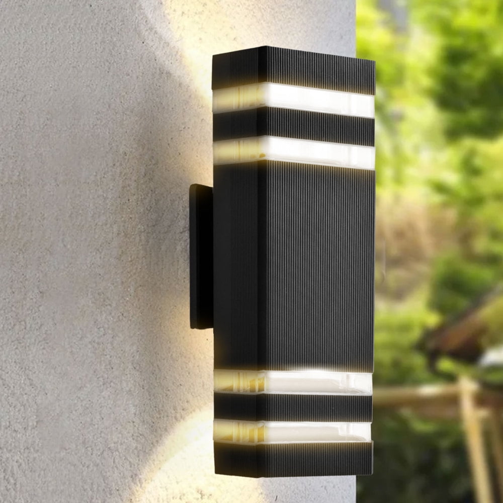 4 Pack Black Outdoor Lighting, 3000K Up and Down LED Wall Fixtures, 12W IP65 Dusk to Dawn Operation for Garage House
