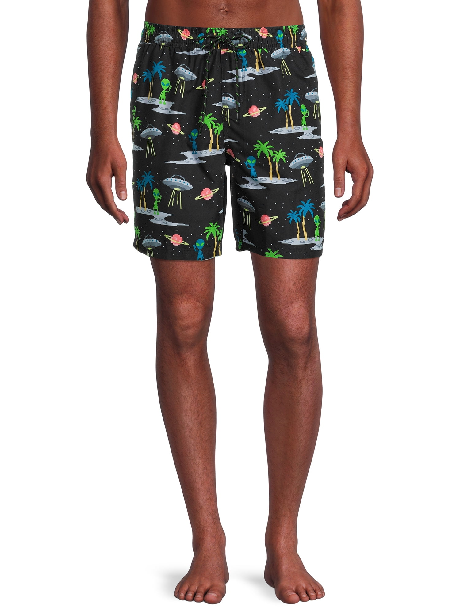No Boundaries Men's & Big Men's Novelty Print 7" Swim Trunks