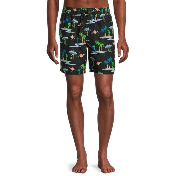 No Boundaries Men's & Big Men's Novelty Print 7" Swim Trunks
