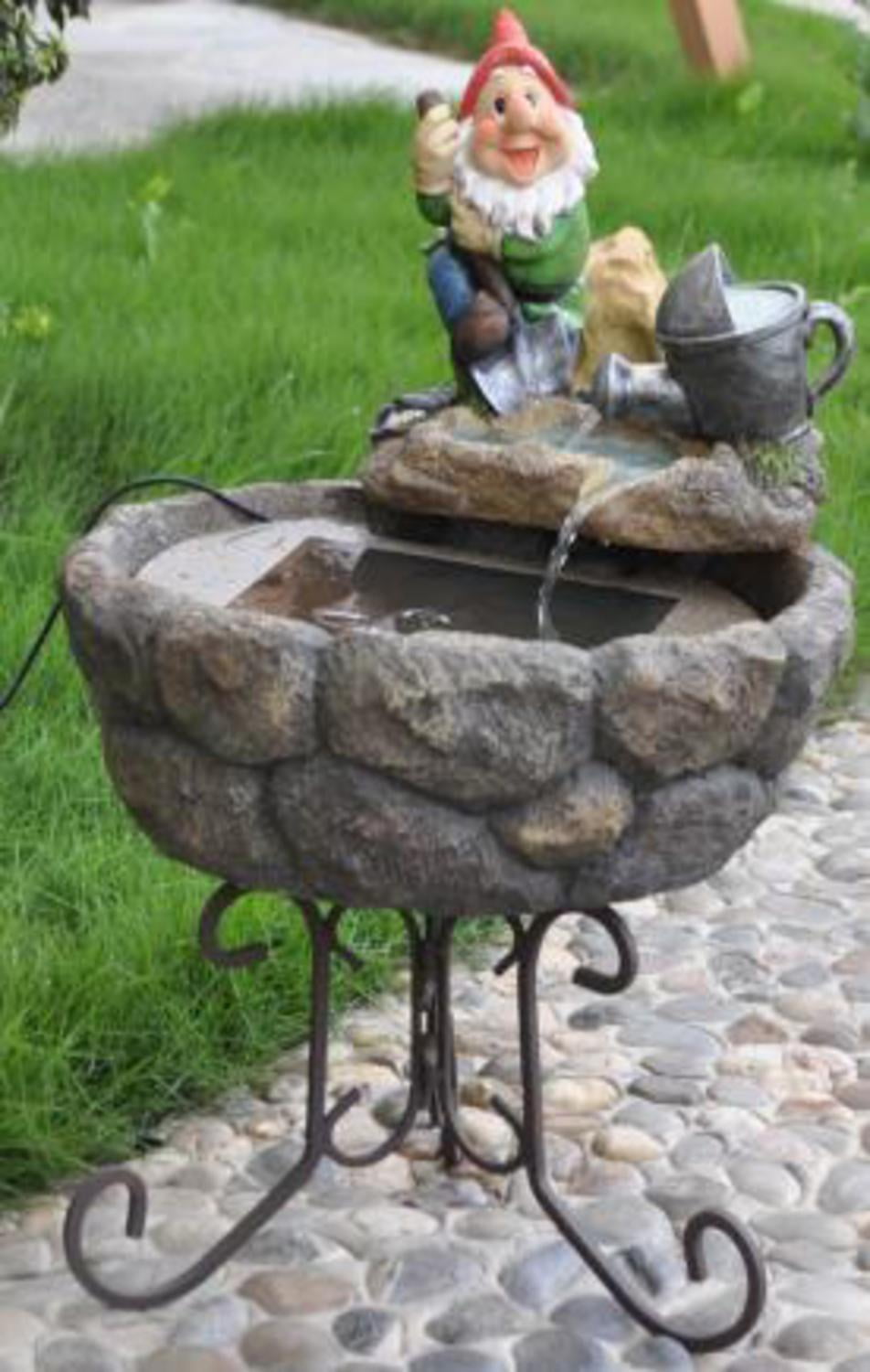 22" Solar Powered Spring Gardening Gnome Outdoor Water ...