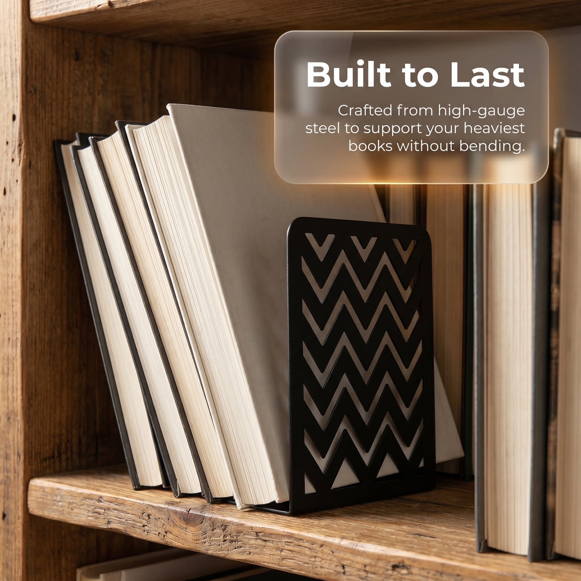Unique Bargains Geometric Metal Bookends Decorative Book Ends for Shelves Black  Style B 4.7"x3.7"x6.7"