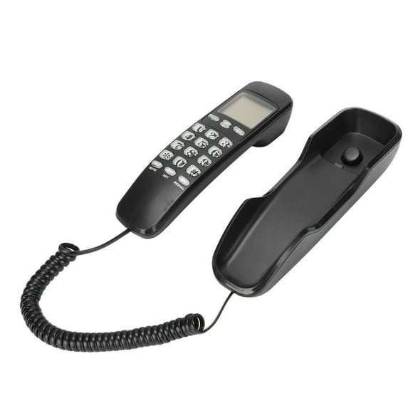 Landline Telephone, Black Wall Mounted One Click Re Dial Caller ID Wall Mounted Wired Telephone For Hotel