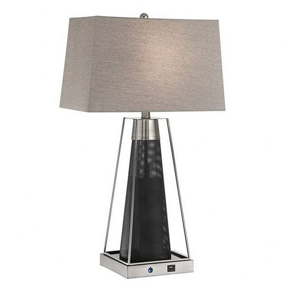 Lite Source Granger 29" Nickel Black USB Bluetooth Speaker Table Lamp