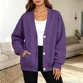 thumbnail image 7 of Winter Women's Fashion Sweatshirt Casual Oversized V-Neck Button Down Cardigan Long Sleeve Loose Fit Open Front Jacket with Pockets, 7 of 7