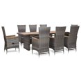thumbnail image 1 of vidaXL 9 Piece Outdoor Dining Set with Cushions Poly Rattan Grey, 1 of 5