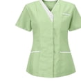 thumbnail image 3 of LYMAYTER Women Medical Scrub Tops for S-3XL Buttoned Collar Nurse Uniform T-Shirt Comfy Slim Medical Workwear, 3 of 6