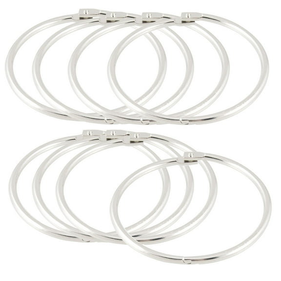 Silver Tone Metal 3.1" Loose Leaf Bundle Book Rings Keyrings 8 Pcs