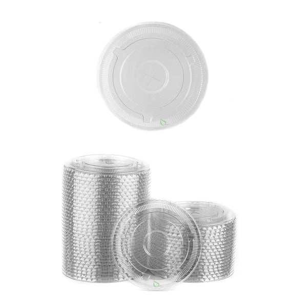 [25 Pack] Ultra Clear Flat Plastic Cold Cup Lids For 12 oz - 16 oz - 20oz - 24 Ounce Cups - Fits Most PET Cups, Lids With Straw Slot 98mm by EcoQuality