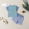 thumbnail image 6 of Scyoekwg Boys Clothes Toddler Boys Clothes Outfits Color Block Shorts Sleeve Round Neck T-shirts and Shorts Summer Outfit Set Blue18 Months, 6 of 8