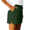 thumbnail image 5 of Annhoo Summer Cotton Linen Shorts for Women High Waist Drawstring Wide Leg Casual Ligheweight Short Pants with Pockets, 5 of 6