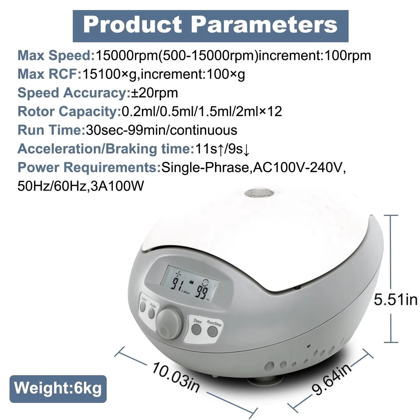 High Speed Mini Centrifuge Machine LCD Digital 15000rpm 0.2/0.5/1.5/2ml PCR Biology Laboratory Centrifug ,High Lab Quality Material