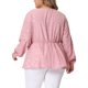 thumbnail image 3 of GRACE & GRANDEUR Blusas de Talla Grande para Mujeres, Top de Manga Larga con Escote en V, Top Peplum con Cintura Elástica Rizada, Día de San Valentín 1X Rosa, 3 of 6