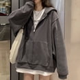 thumbnail image 2 of Sudaderas con capucha versión coreana Harajuku, abrigos con capucha de manga larga con bolsillos, chaqueta de Color sólido con cremallera, moda de otoño, 2 of 4