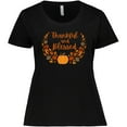 thumbnail image 3 of Inktastic Thankful and Blessed Pumpkin and Fall Leaves Women's Plus Size T-Shirt, 3 of 5