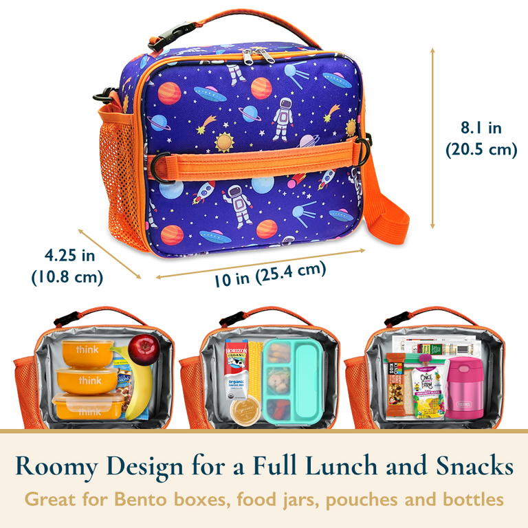 Kids Insulated Lunch Bag for Girls and Boys, Bento Box, Toddler Lunch Box  for Daycare Snack Bag for School Picnic Cooler Tote Bag Easy Clean Fabric 