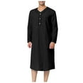 thumbnail image 1 of XDZJLR Men Shirts Muslim Arabia Long Sleeve Pocket Loose Robe Solid Pocket Tops, 1 of 5