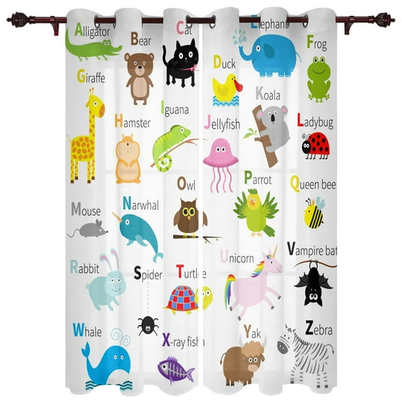 Outdoor Curtains Crocodile Cartoon Child Living Room Kitchen Curtain Drape For Patio Garden Gazebo Yard Valance Cutains