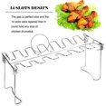 thumbnail image 2 of Rejilla para patas de pollo con 14 ranuras, soporte para asador de metal de acero inoxidable con bandeja de goteo para parrilla u horno ahumador, apto para lavavajillas, antiadherente, ideal, 2 of 5