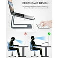 thumbnail image 3 of Nulaxy Laptop Stand, Ergonomic Aluminum Laptop Computer Stand, Detachable Laptop Riser Notebook Holder Stand Compatible with MacBook Air Pro, Dell XPS, HP, Lenovo More 10-15.6â Laptops, 3 of 7