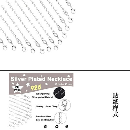 30 Pack Necklace Chain Silver Plated Necklace Chains Bulk Cable Chain Charms for Jewelry Making, 1.2 mm
