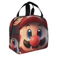 thumbnail image 2 of Lsque Mario Print Insulated Lunch Bag with Thick Aluminum Foil Lunch Tote Bag with Front Pocket for Men and Women, Ideal for Work, School, Picnics, and Travel, 2 of 8