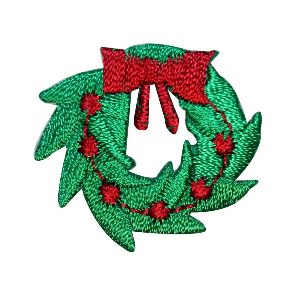 ID 8183A Christmas Wreath Patch Holiday Decoration Embroidered Iron On