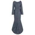 thumbnail image 3 of Prolriy Wedding Guest Dresses for Women, Women's Beach Long Dress One Line Shoulder Print Holiday Long Swing Dress Formal Cocktail Dresses for Women Silver XXL, 3 of 9