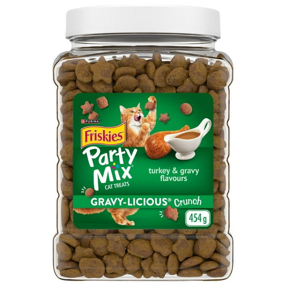 Friskies Party Mix Gravy-licious Turkey & Gravy Crunch, Cat Treats 454g, 454 g