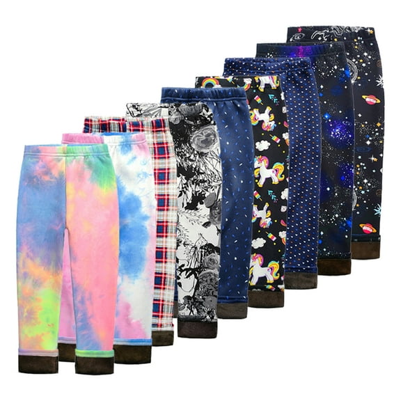 AJZIOJIRO Kids Toddler Girls Fall Winter Leggings 2-11T Printing Fleece Tights Slim Fit Elastic Pants Baby Warm Winter Pants Bottoming Trousers