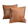 thumbnail image 6 of Lambskin Leather Pillow Cover, Sofa Cushion Case, Home Decor Style for Living Room & Bedroom, Cognac Box, 22x22, 6 of 6