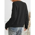 thumbnail image 3 of Cupshe Women's Sweater Long Sleeve Crewneck Sweaters Cable Knit Tops, 3 of 8