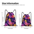 thumbnail image 2 of Xecao Purple Flower Pattern Sports Drawstring Backpack - String Swim Gym Bag with Wet Proof Pocket for Women&Men-Medium, 2 of 6