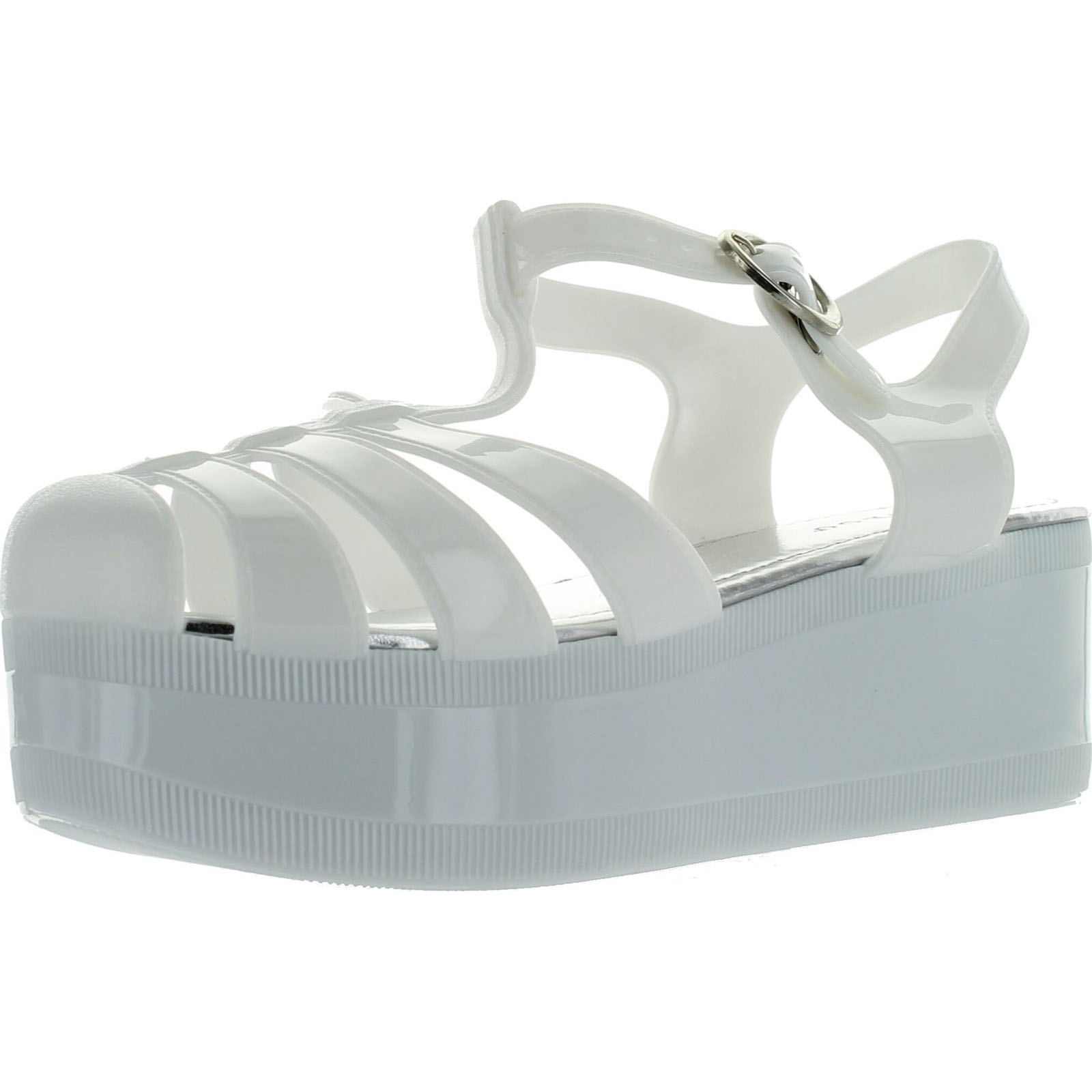Bamboo Womens Klarissa01 Jelly Fisherman Slingback Wedge Heel Platform