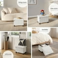 thumbnail image 4 of Hearth & Harbor Storage Ottoman Bench, Boucle 16" Ottoman with Storage , White, 4 of 9