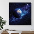 thumbnail image 3 of HFDF Canvas Print Wall Art Plane Earth Within Blue Star Nebula Galaxy Astronomy & Space Sky Digital Art Modern Art Global Scenic Colorful Multicolor for Living Room, Bedroom, Office 14x11inch Framed, 3 of 5