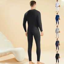 Fshiont Men's Thermal Underwear Long Johns - Cold Weather Base Layer Set Elasticity Top and Bottoms for Men Black 2XL