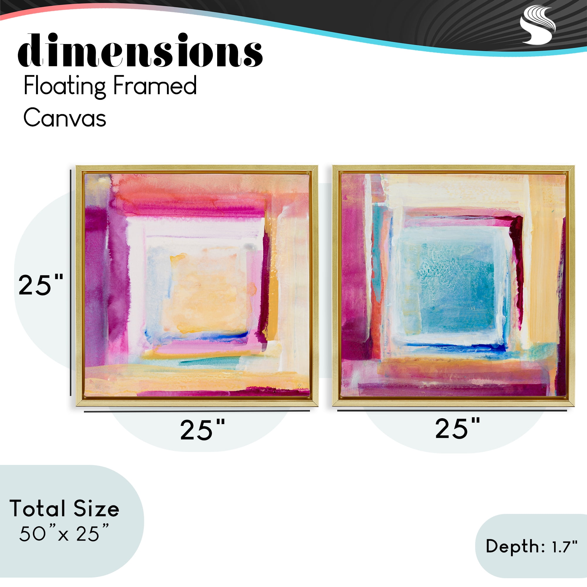 Stupell Industries Pink & Yellow New Day 2 Piece Gold Framed Floater Canvas Set, design by Lanie Loreth