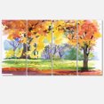 thumbnail image 2 of Automne Parc Arbres Jaunes Aquarelle - Impression sur Toile Paysage, 2 of 3
