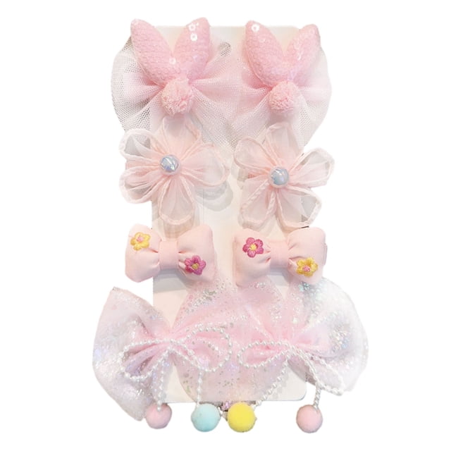 Paquete de 8 lindos accesorios para el cabello para niñas: pinzas para el cabello, pasadores y lazos para niños pequeños