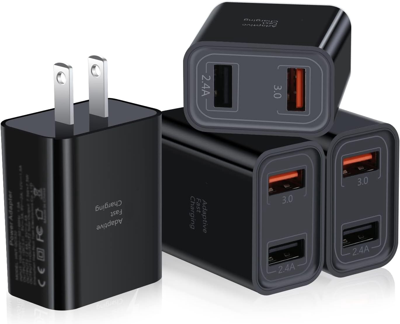 RGHJAR-USB Plug, Dual USB Wall Charger 4 Pack, 30W 2-Port Fast Charger Block,Quick Charge 3.0 Charging Block Cube for iPhone 16 15 14 13 12 11 X,iPad,Samsung S25 S24 S23 S20 S10 S9 Note20,LG