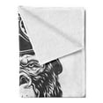thumbnail image 2 of Gorilla Soft Flannel Fleece Blanket, Pattern of Vintage Style Serious Biker Orangutan Head with Goggles and Tools, Cozy Plush for Indoor and Outdoor Use, 50" x 70", Dark Grey White, by Ambesonne, 2 of 5
