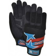 MSC Size L (9) Amara with Padding Anti-Vibration/Impact Protection Work Gloves For Mechanic's & Lifting, Uncoated, Hook & Loop Cuff, Full Fingered, Stars & Stripes, Paired
