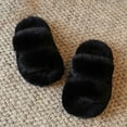 thumbnail image 5 of Hessimy Girl'S Fuzzy Fluffy Slippers Open Toe Cross Band Soft Plush House Slippers Kids Slippers Cow Slippers Toddler Slippers Girl Warm Cool Indoor Shoes For Winter (Black,28), 5 of 6