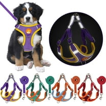 Gustave No Pull Pet Harness and Leash Set Reflective Dog Harnesses Adjustable Soft Padded Pet Puppy Vest No Choke Chest Harness for Small Medium Large Dogs (Purple,M)