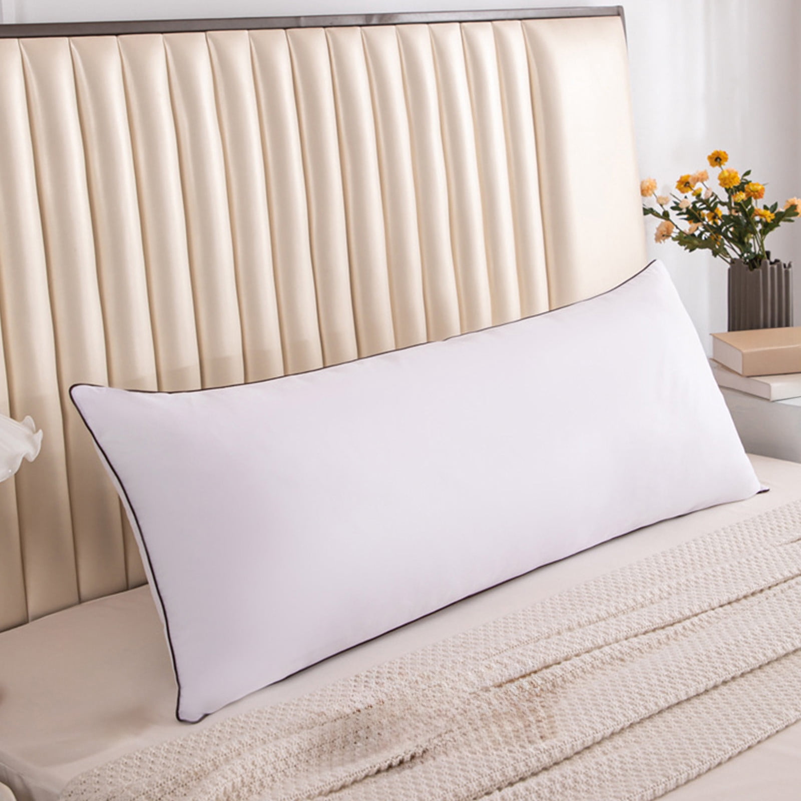TTJ Extra Long Down Pillow 18.9x39.4 in Soft Sleeping Bolster High Loft Hypoallergenic Long Pillow Support For Body Maternity Leg Under Pillow Durable Breathable Case