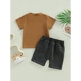 thumbnail image 5 of Toddler Baby Boy Summer Outfit 0 6 12 18 24M 3T Clothes Short Sleeve Letter Print T-Shirt Tops Drawstring Shorts Set, 5 of 10
